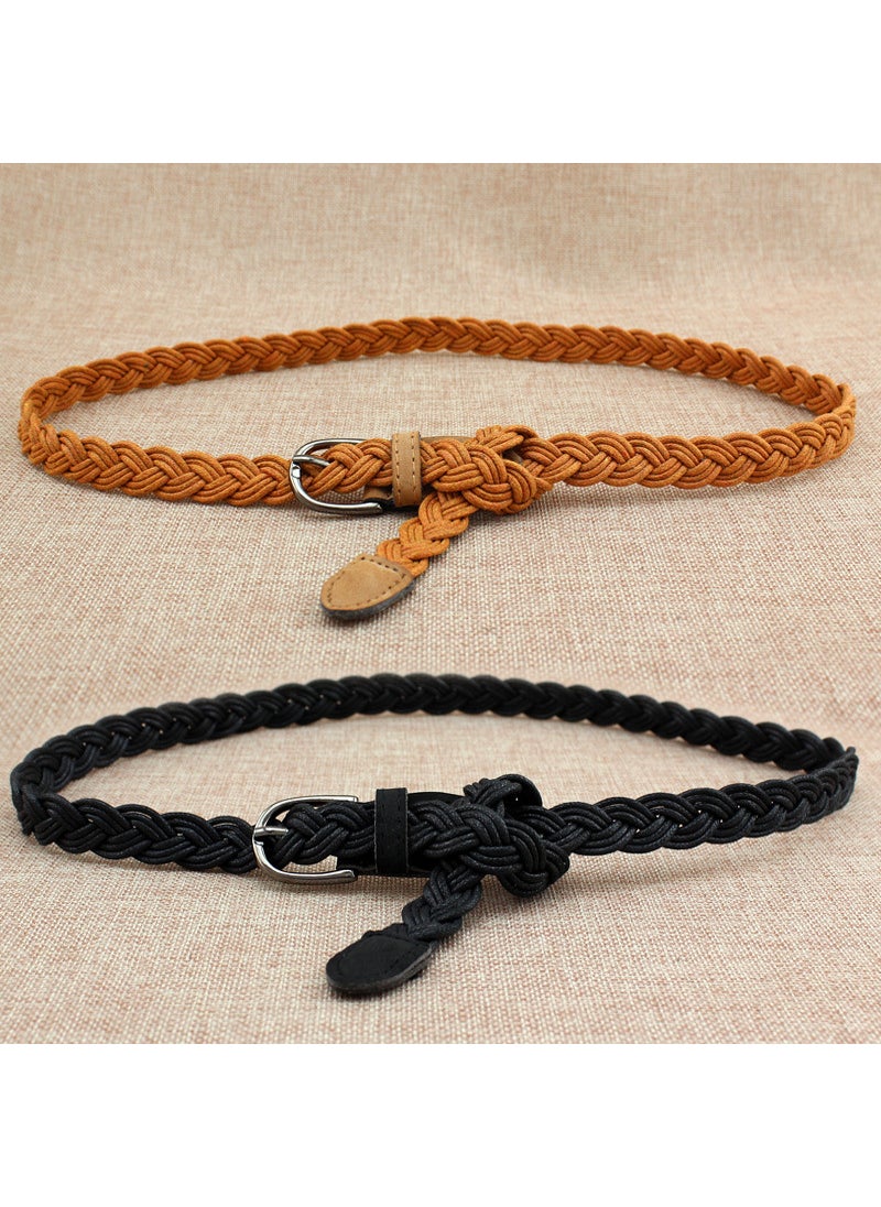Generic - Ladies Braided Wax Rope Belt Fashion Accessory Black - Image 1