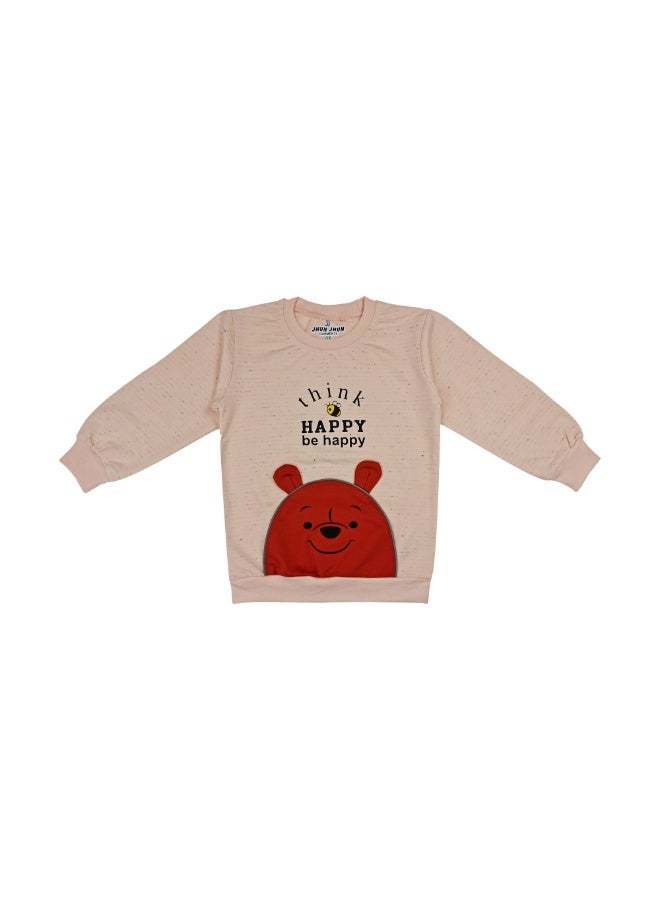 Think Happy Kids 2-Piece Outfit Set,Long Sleeve Sweatshirt with Bear Print and Pants,Be Happy Design, Available for Age 1 to 4 Years - Image 3