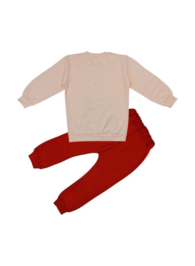 Think Happy Kids 2-Piece Outfit Set,Long Sleeve Sweatshirt with Bear Print and Pants,Be Happy Design, Available for Age 1 to 4 Years - Image 2