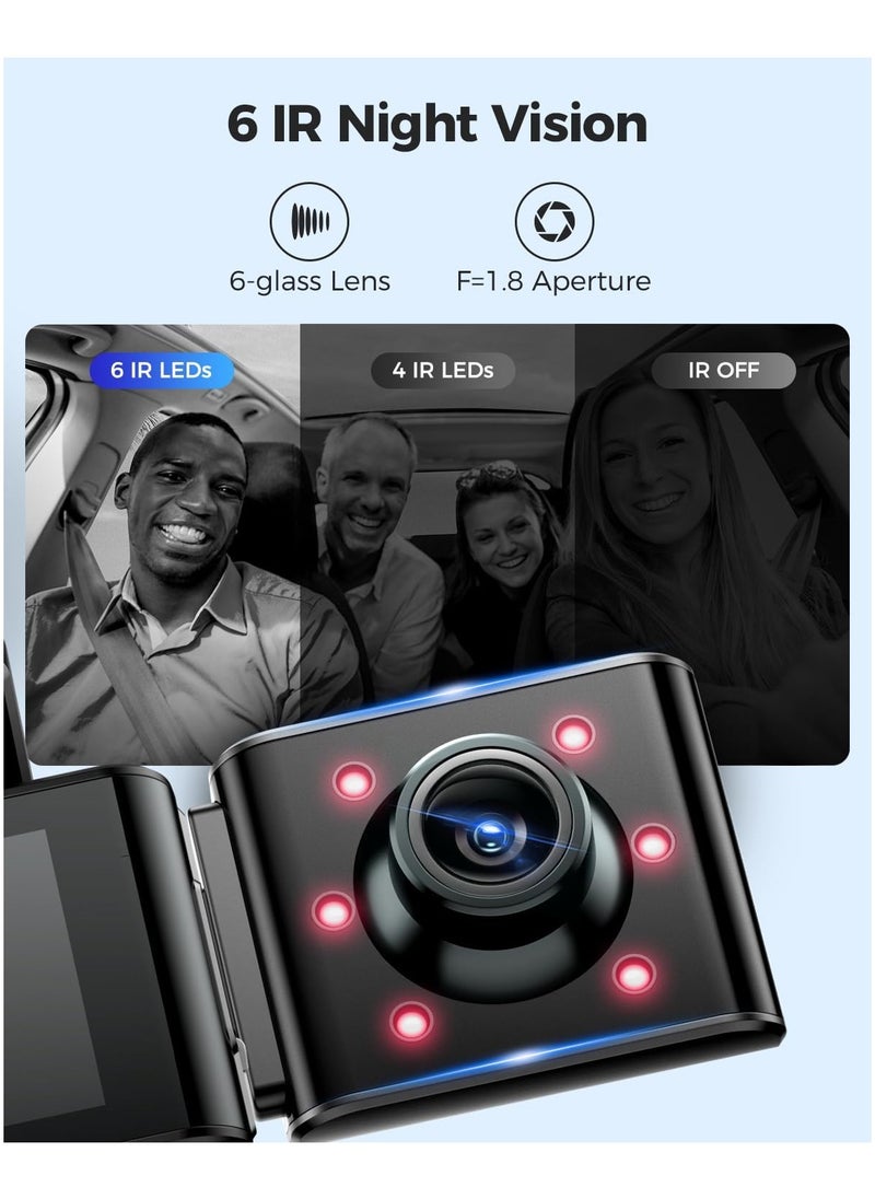 أزدوم - داش كاميرا للسياره M550 PRO MAX ثلاثية القنوات داش كام مع نظام تحديد المواقع العالمي (GPS) المدمج وكاميرا مزدوجة 4K + 1080P للسيارات مع بطاقة 64 جيجابايت ورؤية ليلية ووضع وقوف السيارات على مدار 24 ساعة. - Image 1