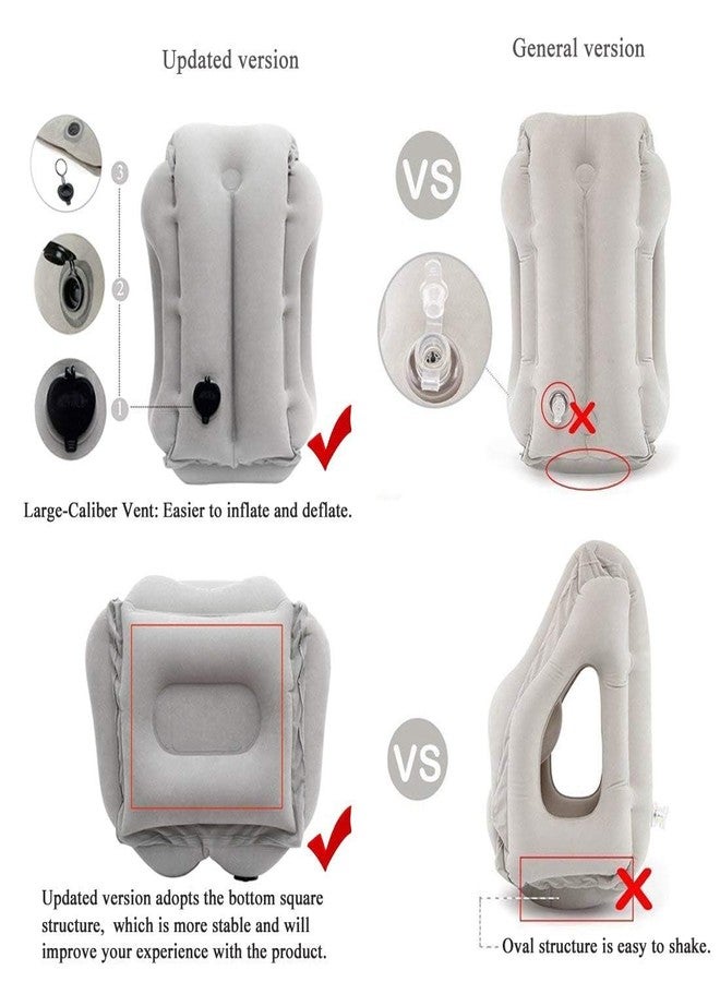 Ghini® Inflatable Travel Pillow with 3D Eye Mask, Earplugs & Portable Bag - Neck & Chin Support for Comfortable Napping on Airplanes, Trains, - Image 5
