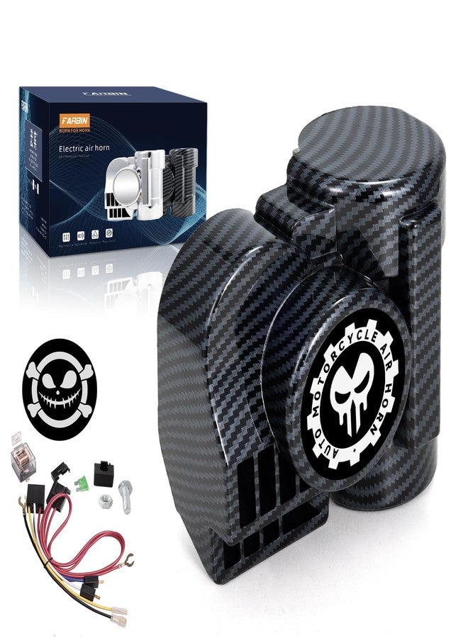 FARBIN بوق قطار فاربين للسيارات والدراجات النارية والشاحنات، بوق هوائي مع غطاء للبوق، طقم بوق سيارة بصوت قطار 12 فولت، بوق عالي الصوت 150 ديسيبل للدراجات النارية والشاحنات والقوارب والشاحنات الصغيرة (12 فولت، غلاف أسود). - Image 1