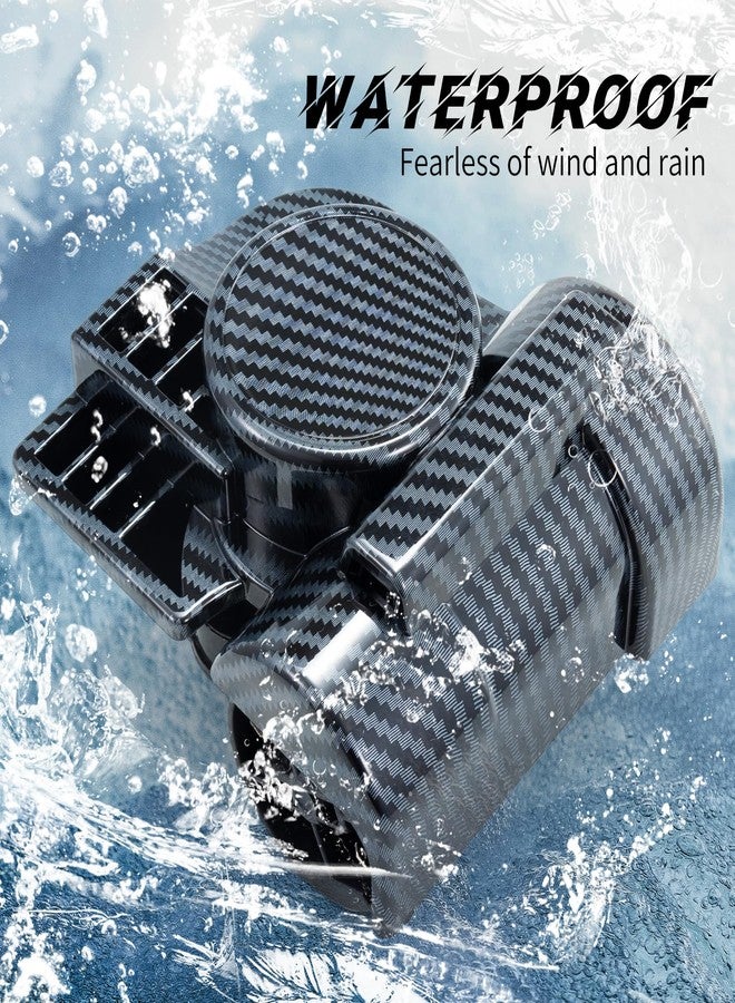 FARBIN بوق قطار فاربين للسيارات والدراجات النارية والشاحنات، بوق هوائي مع غطاء للبوق، طقم بوق سيارة بصوت قطار 12 فولت، بوق عالي الصوت 150 ديسيبل للدراجات النارية والشاحنات والقوارب والشاحنات الصغيرة (12 فولت، غلاف أسود). - Image 5