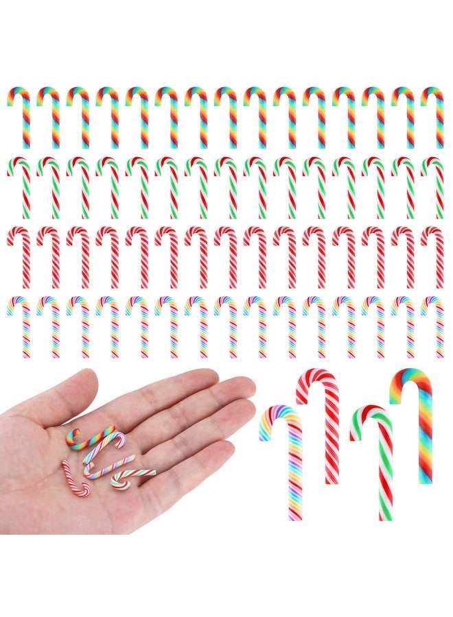 Giegxin 60 Pcs Christmas Candy for Crafts Plastic Fake Candy Decor Peppermint Ornaments Rainbow Mini Faux Candy for Tree Hanging DIY Xmas Decor Party Decoration Craft (Cane,Small) - Image 1