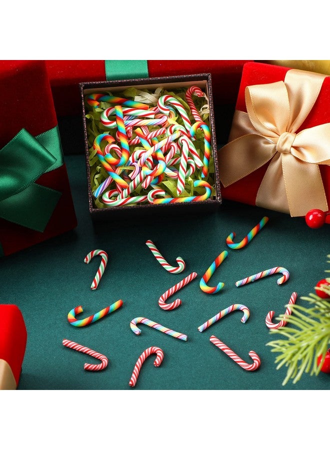 Giegxin 60 Pcs Christmas Candy for Crafts Plastic Fake Candy Decor Peppermint Ornaments Rainbow Mini Faux Candy for Tree Hanging DIY Xmas Decor Party Decoration Craft (Cane,Small) - Image 3