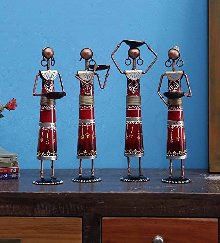SUNTOWN Arts RED Doll Set of 4 Table Decor (5.5*3*13 in) (T061) - Image 1