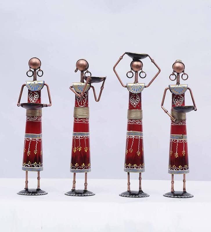 SUNTOWN Arts RED Doll Set of 4 Table Decor (5.5*3*13 in) (T061) - Image 2