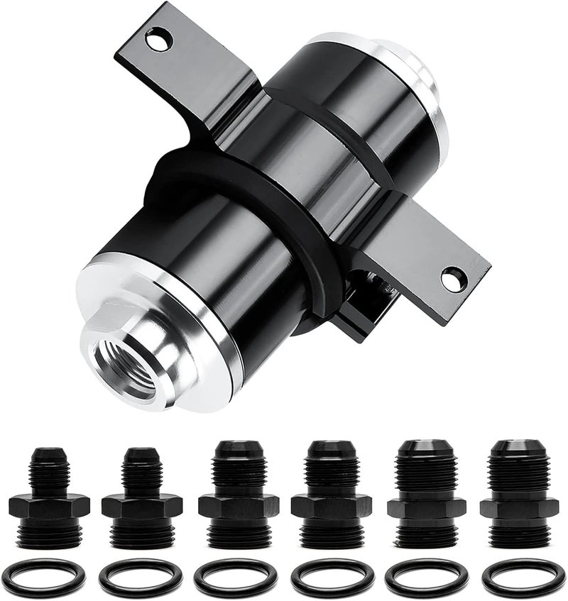 Plobeda 50mm Inline Fuel Filter with Mounting Bracket and Wrench - Universal Cleanable Black - Image 1