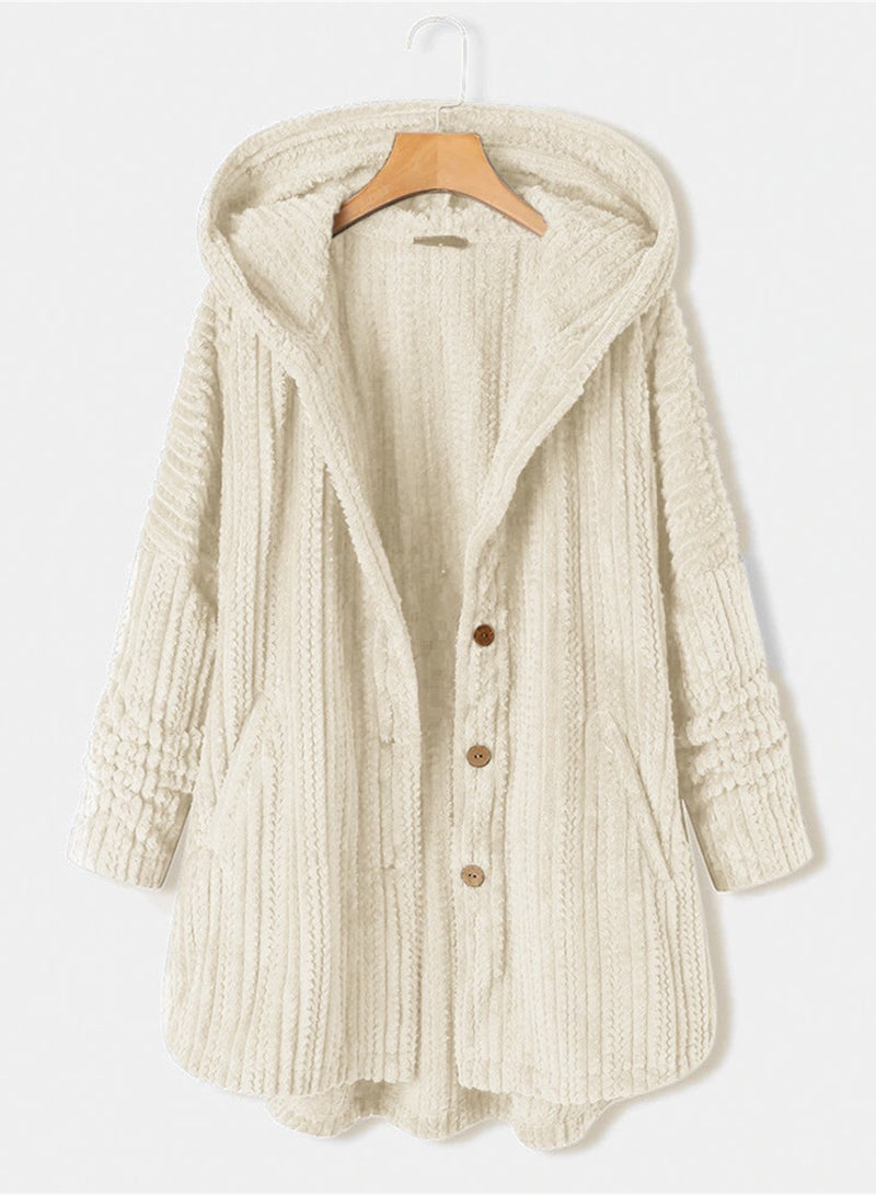 Loquat Fashion Women's Padded Jacket Hooded Long Jacket Casual Warm Padded Jacket White - Image 1