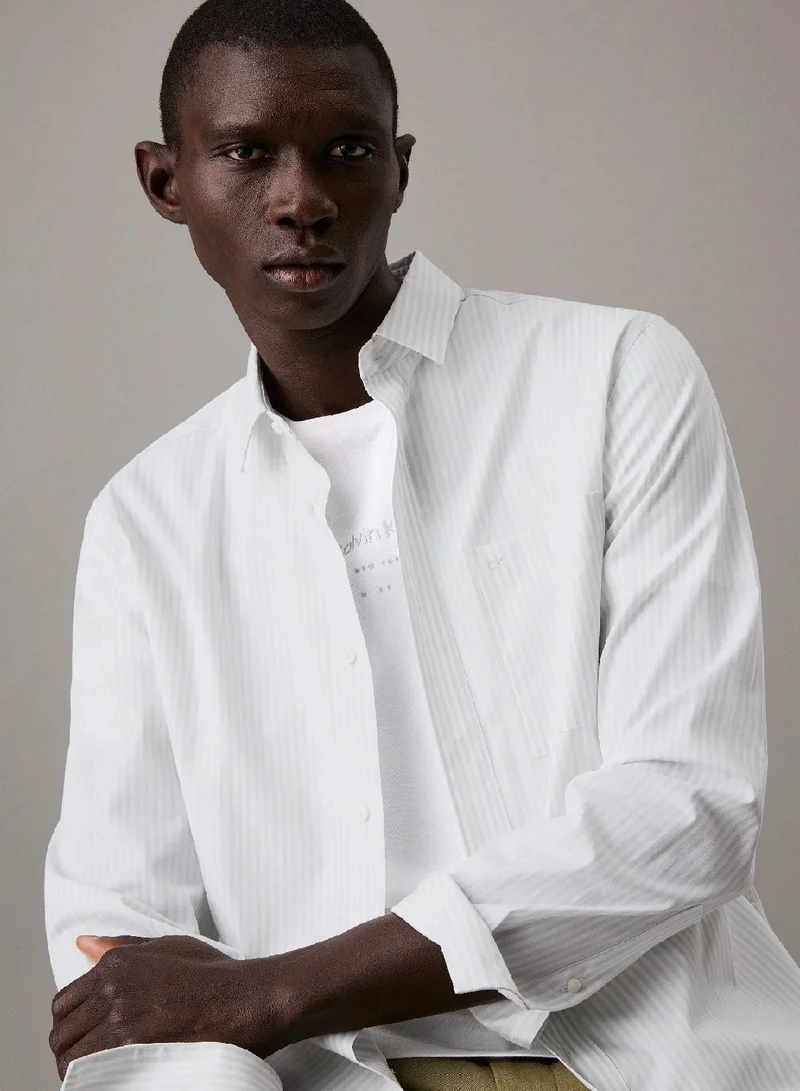 CALVIN KLEIN Poplin Stretch Striped Shirt