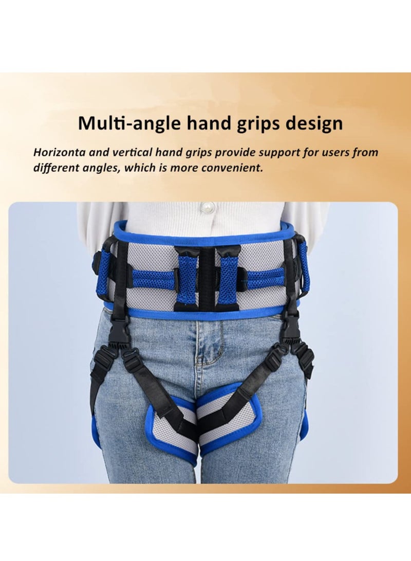 شو وو حزام مشية طبي للتمريض، حزام نقل تمريض غير قابل للانزلاق مع مقابض، حزام نقل مساعد للوقوف والرفع للمعاقين وكبار السن والمصابين، أزرق - Image 2