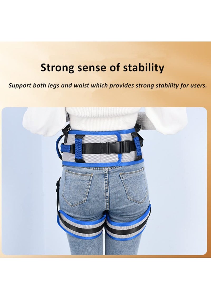 شو وو حزام مشية طبي للتمريض، حزام نقل تمريض غير قابل للانزلاق مع مقابض، حزام نقل مساعد للوقوف والرفع للمعاقين وكبار السن والمصابين، أزرق - Image 3