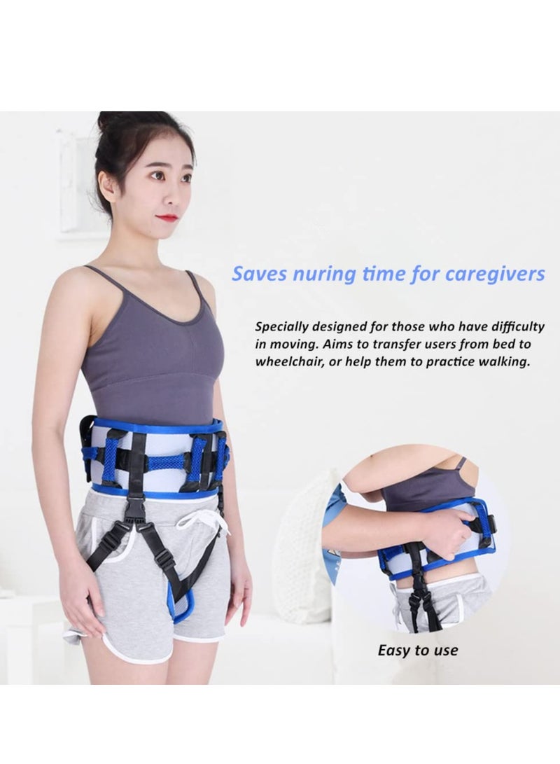 شو وو حزام مشية طبي للتمريض، حزام نقل تمريض غير قابل للانزلاق مع مقابض، حزام نقل مساعد للوقوف والرفع للمعاقين وكبار السن والمصابين، أزرق - Image 5