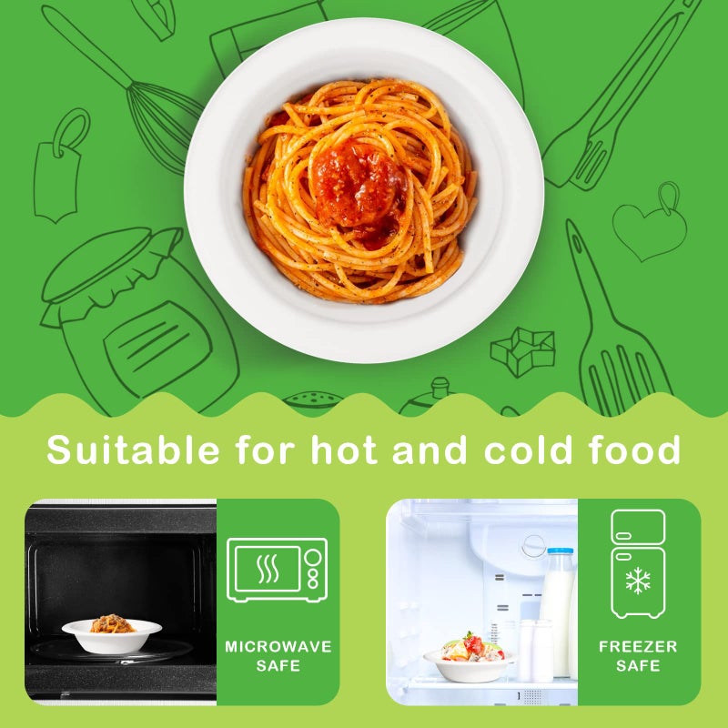 greensight 12oz Paper Bowls Heavy-Duty  100 Pack Disposable Bowls for Hot Soup Biodegradable Compostable Bowls Made of White Bagasse  Microwave Safe bowls for Salad  Ice Cream  Dessert - Image 5