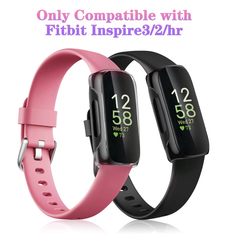 FINTIE 3 Pack Case Compatible with Fitbit Inspire 3 2 HR, Flexible Soft Full-Around watch Screen Protector TPU Case Cover Bumper Shell, Black/Clear/Rose Pink - Image 2