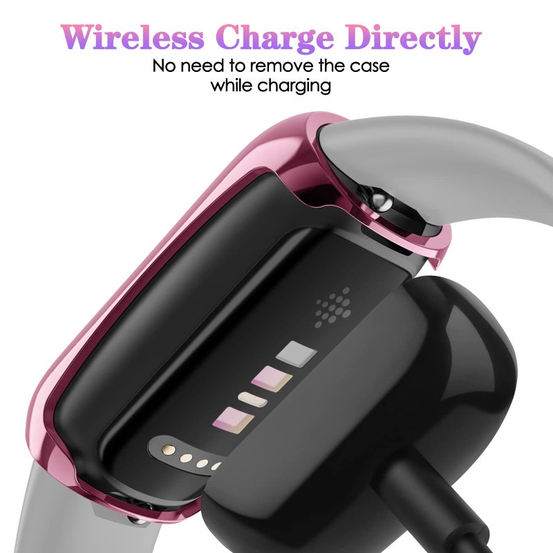 FINTIE 3 Pack Case Compatible with Fitbit Inspire 3 2 HR, Flexible Soft Full-Around watch Screen Protector TPU Case Cover Bumper Shell, Black/Clear/Rose Pink - Image 5