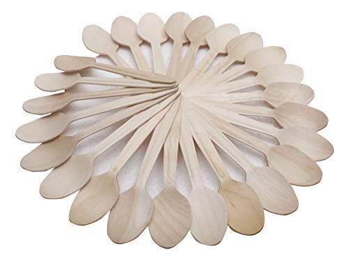 Ssanvi Birchwood Disposable Wooden Spoon Biodegradable 14 cm Pack of 50 - Image 1