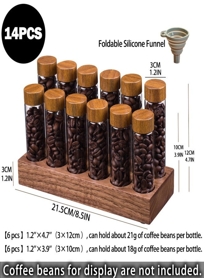 TREELF Coffee Bean Storage,Coffee Storage Container with Walnut Solid Wood Base,Coffee Bean Container,12 Tubes Single Dose with Wooden Holder(Type 2) - Image 2