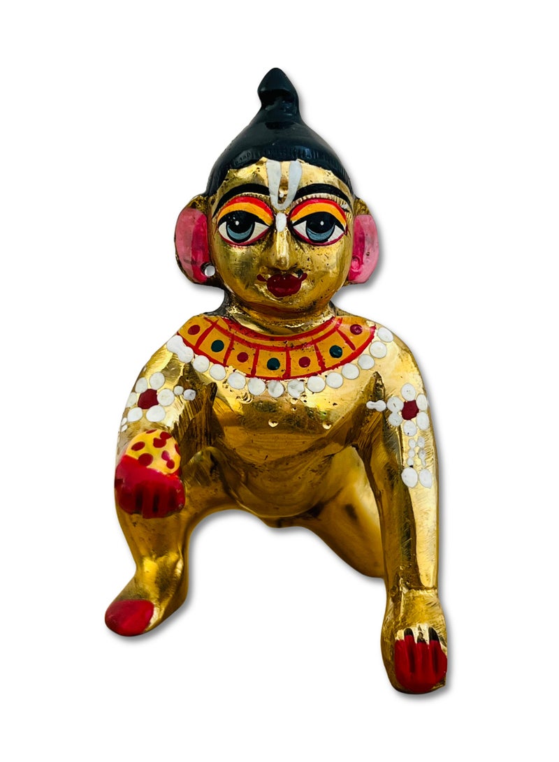 Divine Design Ashtdhaatu Ladoo Gopal ji | Bal Gopal Murti for Home Temple & Pooja | Brass Krishna Statue (Size 4 Inch)  - Image 1