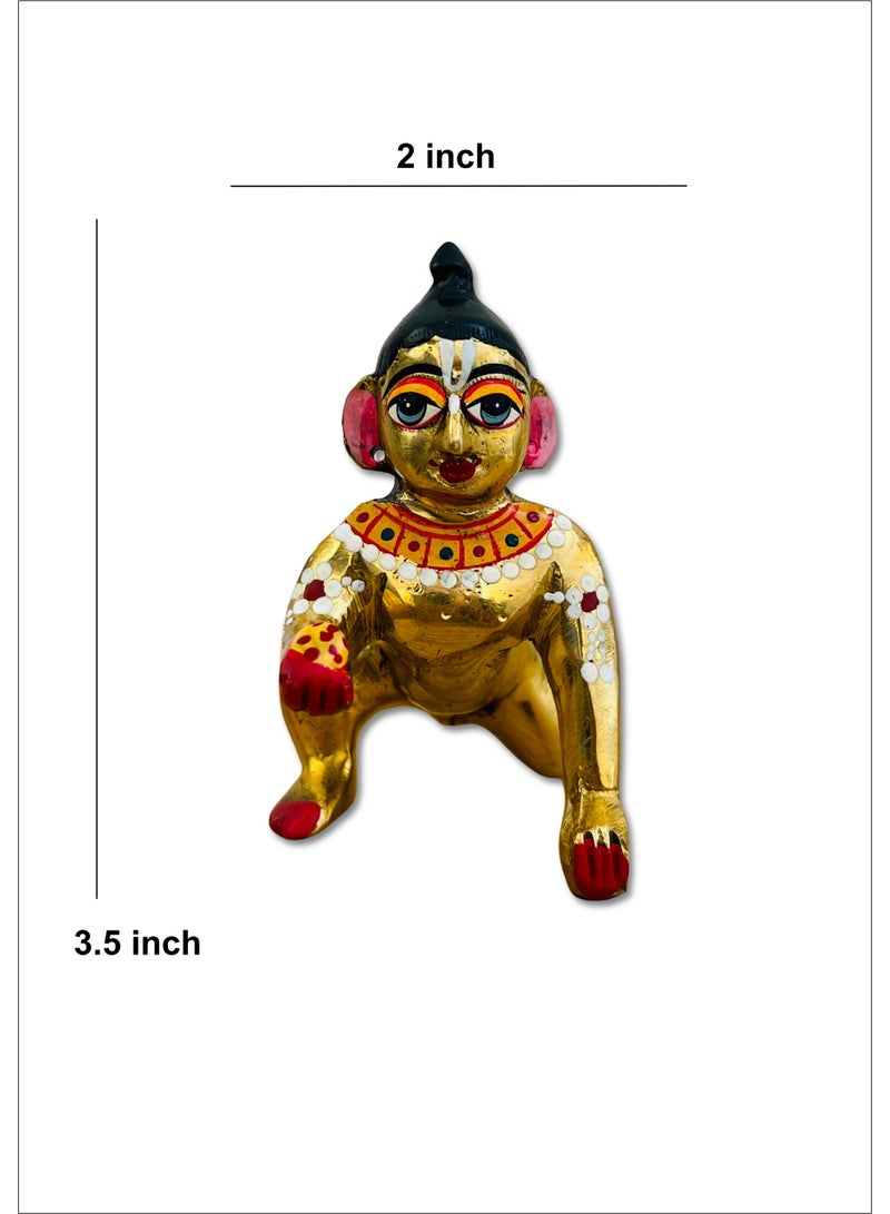 Divine Design Ashtdhaatu Ladoo Gopal ji | Bal Gopal Murti for Home Temple & Pooja | Brass Krishna Statue (Size 4 Inch)  - Image 2