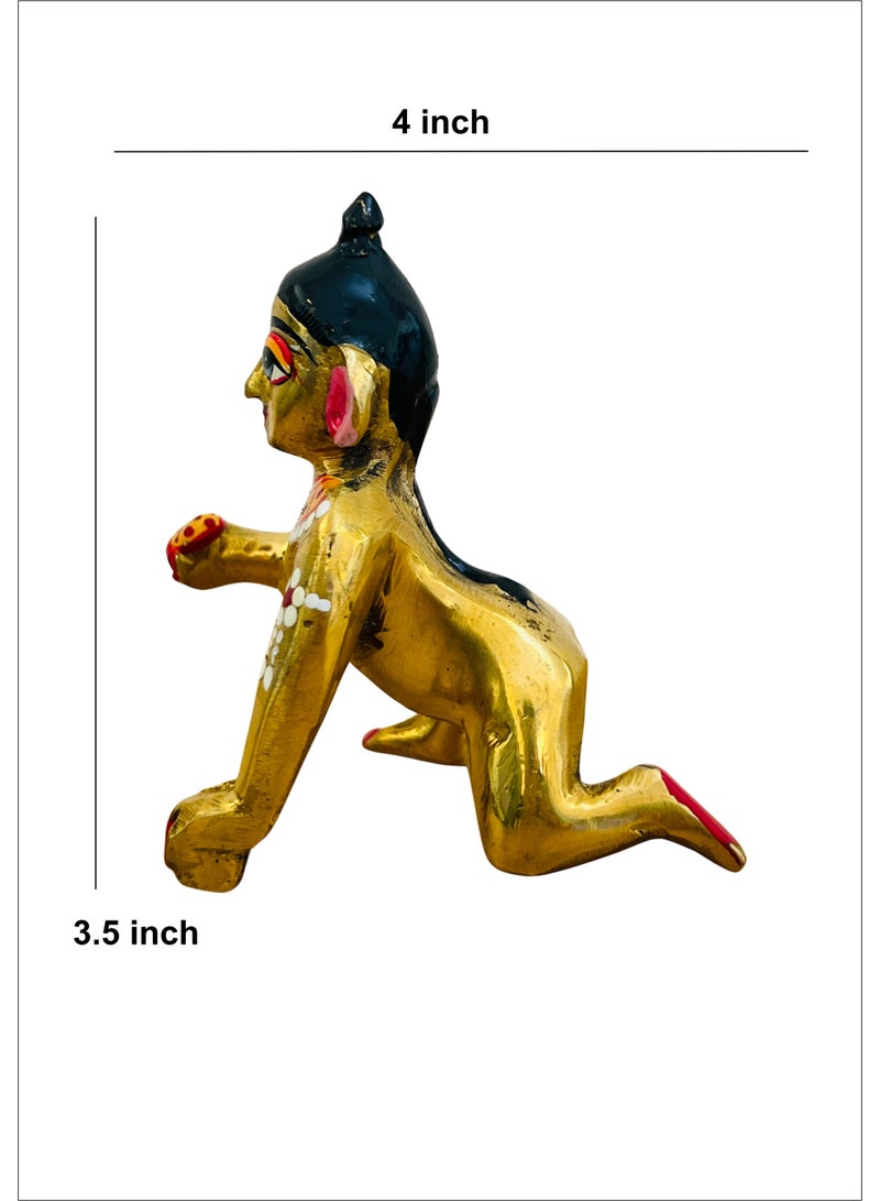 Divine Design Ashtdhaatu Ladoo Gopal ji | Bal Gopal Murti for Home Temple & Pooja | Brass Krishna Statue (Size 4 Inch)  - Image 3