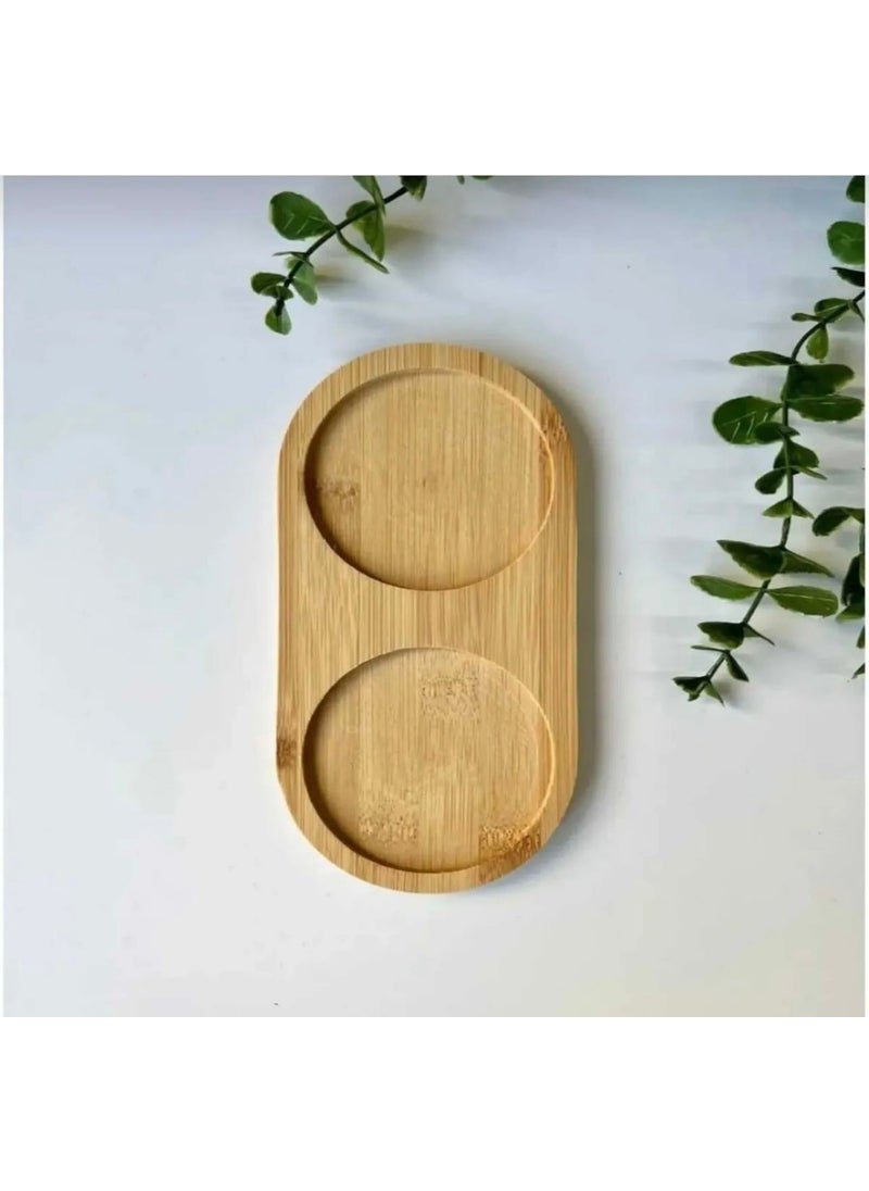 Kitchen Pembelia Bamboo Oil Can, Liquid Soap Presentation Tray, 2 Section Presentation Plate  - Image 4