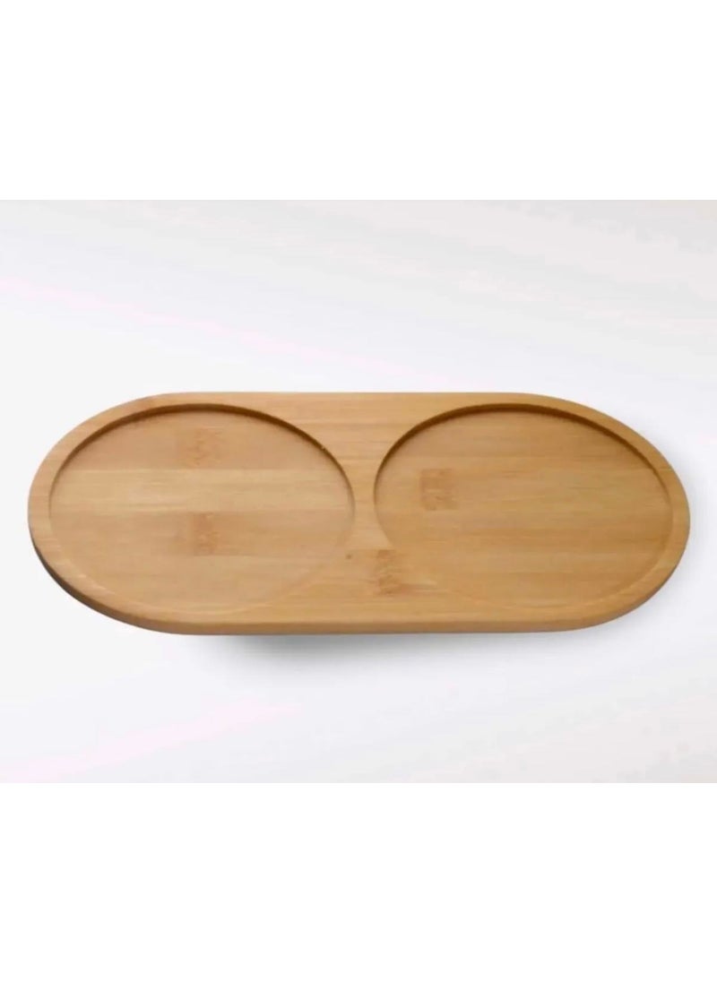Kitchen Pembelia Bamboo Oil Can, Liquid Soap Presentation Tray, 2 Section Presentation Plate  - Image 3