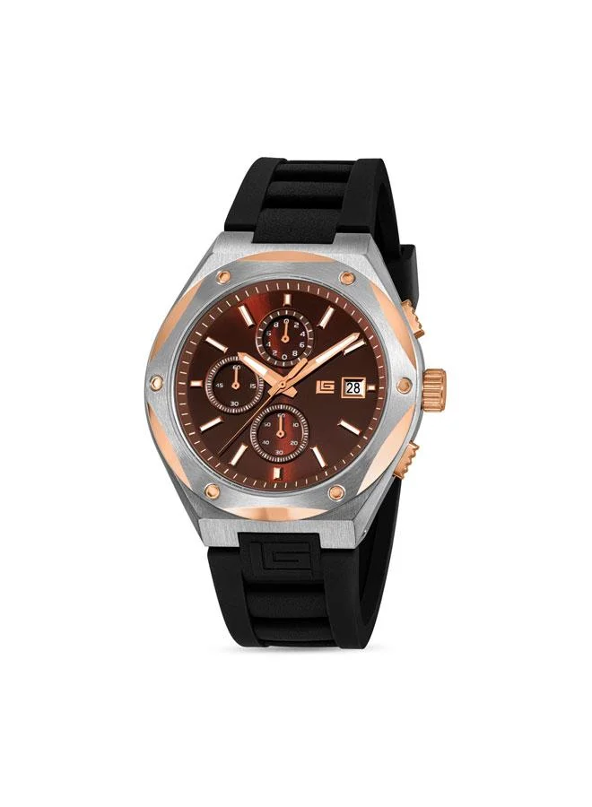 Renaud Brown Dial Brown Leather Strap Chronograph Watch for Men 44.5mm