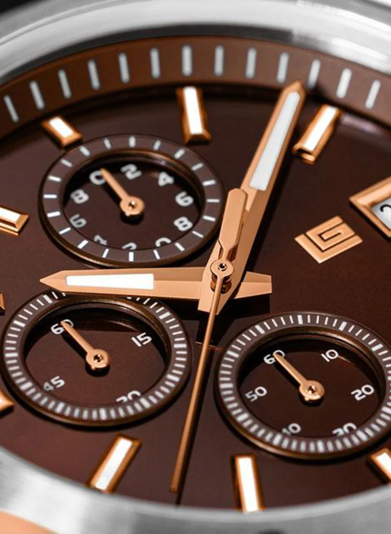 Guy Laroche brown Renaud Brown Dial Brown Leather Strap Chronograph Watch for Men 44.5mm for Men | Best Price UAE