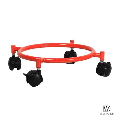 DECOWORLD || Premium Metal Gas Cylinder Trolley with Wheels || Cylinder Stand || Gas Stand ||Trolley for Gas Cylinder || Easy Movable Gas Cylinder Stand (Red) - Image 3
