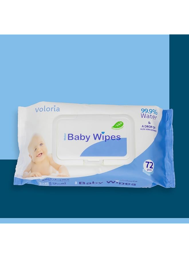 erorex Baby Wipes 72 Count 99.9% Pure Water And Aloe Vera Safe For Sensitive Skin  - Image 1