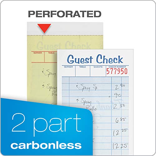 Adams Guest Check Pads, 2-Part, Carbonless, White/Canary, 3-3/8" x 6-3/8", 50 Sets per Pad, 10 Pack (104-50SW) - Image 3