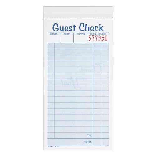 Adams Guest Check Pads, 2-Part, Carbonless, White/Canary, 3-3/8" x 6-3/8", 50 Sets per Pad, 10 Pack (104-50SW) - Image 1