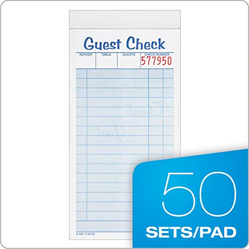 Adams Guest Check Pads, 2-Part, Carbonless, White/Canary, 3-3/8" x 6-3/8", 50 Sets per Pad, 10 Pack (104-50SW) - Image 2