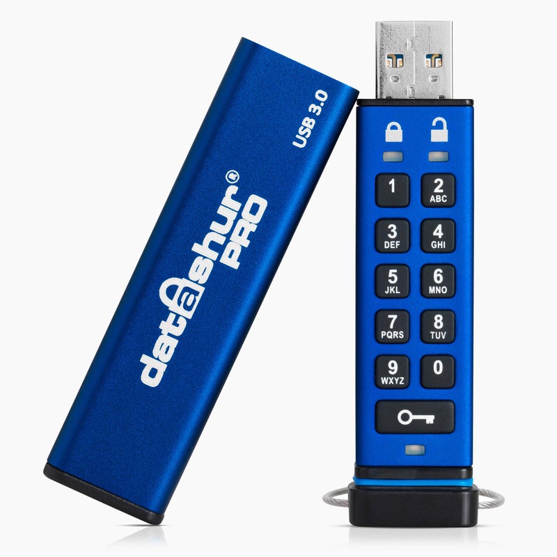 iStorage datAshur PRO 16 GB | Encrypted USB Memory Stick | FIPS 140-2 Level 3 Certified | Password protected | Dust/Water Resistant, Blue - Image 1