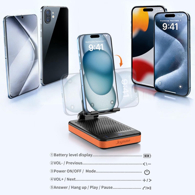 Joymate Gifts for Men and Women, 5000mAh Charging Phone Stand with Bluetooth Speaker Valentines Day Gifts for Him Foldable Phone Holder Birthday Gift for Husband,Wife,Dad,Mom,Teens - Image 5