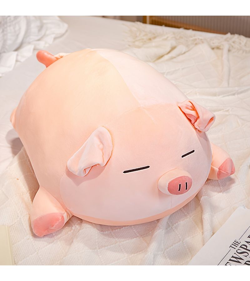 Squishy Pink Fatty Pig Plush Toy 15.75inch Cartoon Lying Pig Doll Bolster Pillow Perfect Gift for Kids Collectors - Image 1