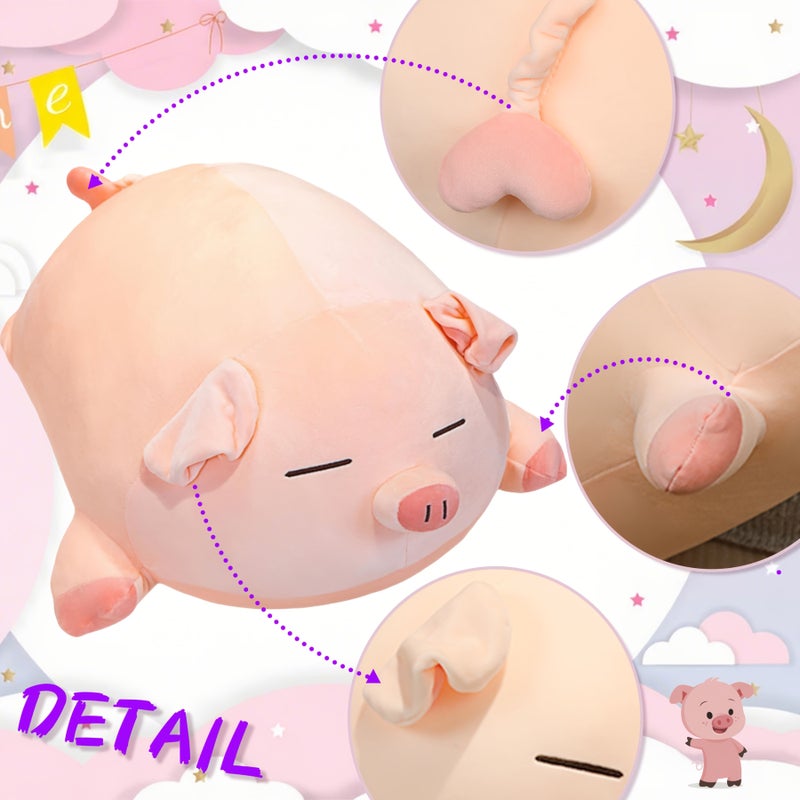 Squishy Pink Fatty Pig Plush Toy 15.75inch Cartoon Lying Pig Doll Bolster Pillow Perfect Gift for Kids Collectors - Image 3