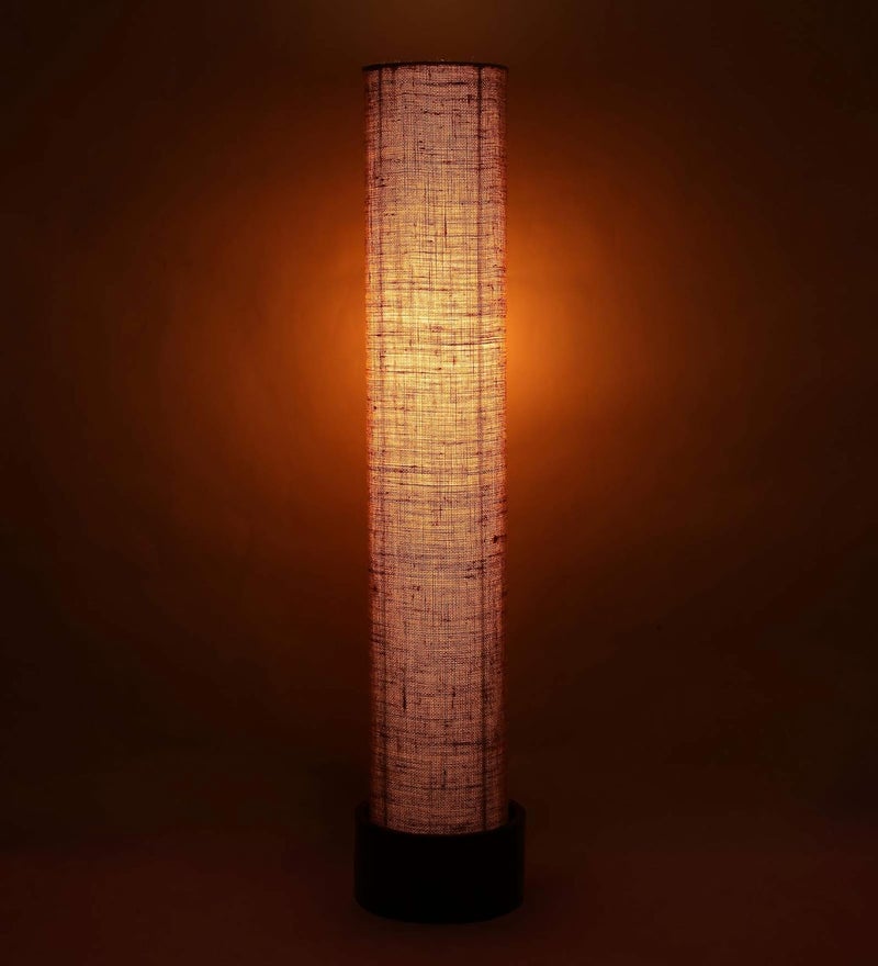 AMDHOME Beige Jute Round Brown Wood Floor Lamps BeigeJute - Image 3