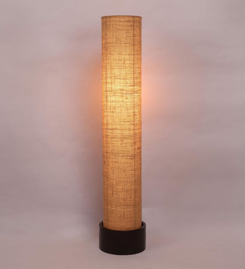 AMDHOME Beige Jute Round Brown Wood Floor Lamps BeigeJute - Image 4