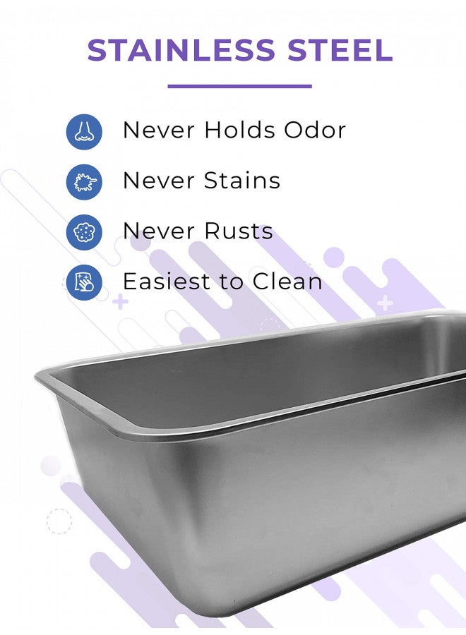 iPrimio iPrimio Enclosed Sides Stainless Steel XL Cat Litter Box - XL Litter Box for Big Cats - Large Cat Litter Box - Never Absorbs Odor, Stains, or Rusts - Easy Cleaning Litterbox (1 Pan with Enclosure)  - Image 3