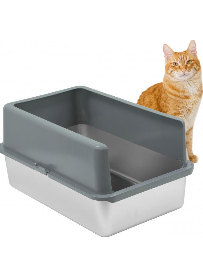 iPrimio iPrimio Enclosed Sides Stainless Steel XL Cat Litter Box - XL Litter Box for Big Cats - Large Cat Litter Box - Never Absorbs Odor, Stains, or Rusts - Easy Cleaning Litterbox (1 Pan with Enclosure)  - Image 1