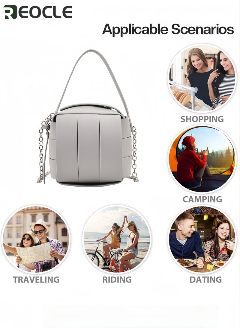 ريوكل حقائب كروس بودي للنساء حقيبة توت صغيرة حقيبة مربعة من الجلد المقاد حقيبة يد عصرية لقضاء الإجازات والسفر والعمل - Image 5