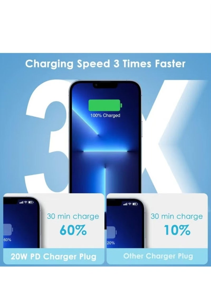 iPhone 20W Fast Charger | USB C Wall Fast Charger with USB C to Lightning Cable Compatible with iPhone 14/14 Pro/14 Pro Max/13/12/SE2020/11/XR/XS Max/X/iPad