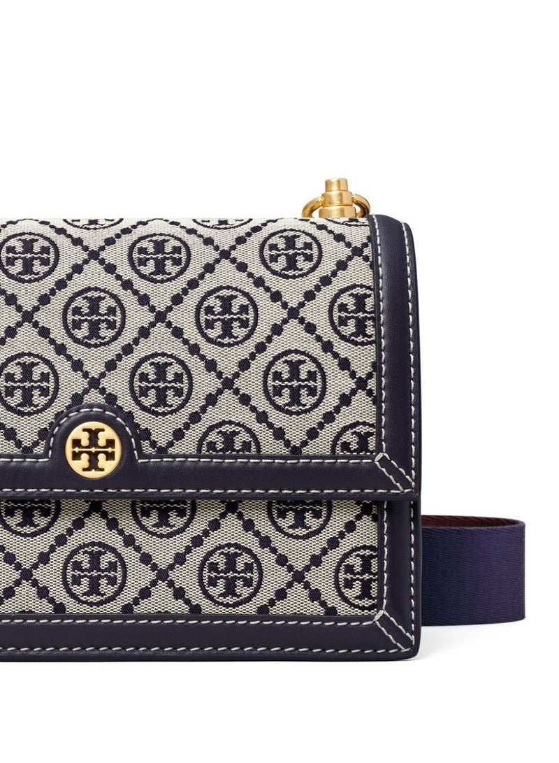Burch TB Women's T Monogram Jacquard Barrel Petite Bag Tory Navy - Image 4