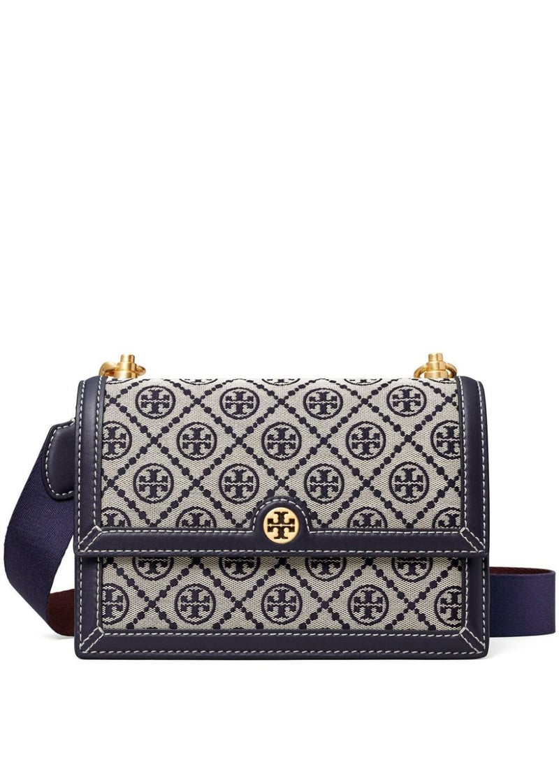 Burch TB Women's T Monogram Jacquard Barrel Petite Bag Tory Navy - Image 1