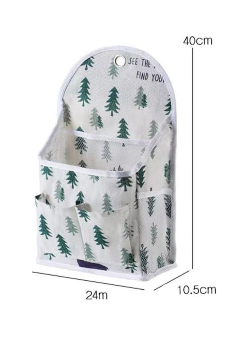 Side Belt Net Pocket Double Pocket Cloth Storage Hanging Bag Student Storage Artifact Wall Hanging Storage Bag (White Grid) - Image 2