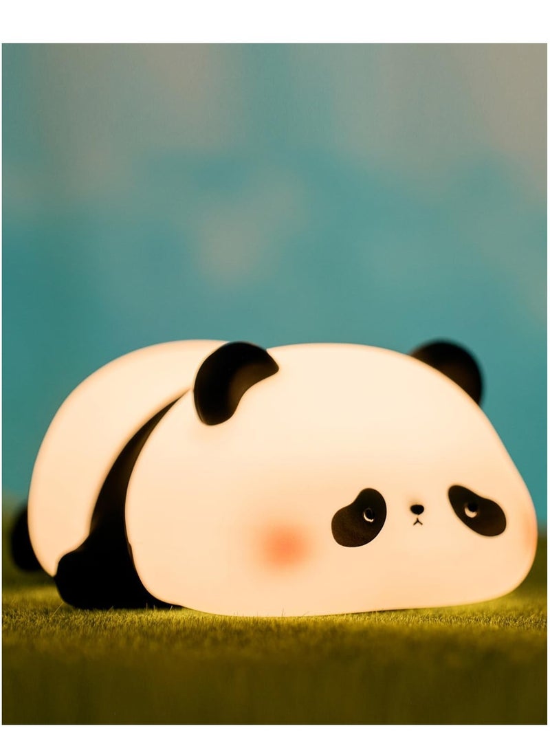 TIGER Cute Panda Night Light, LED Squishy Novelty Animal Night Lamp, Food Grade Silicone 3-Level Dimmable Nursery Nightlight for Desk Decor, Funny Gifts for Boys, Girls, and Babies, White Elephant Gifts - Image 1
