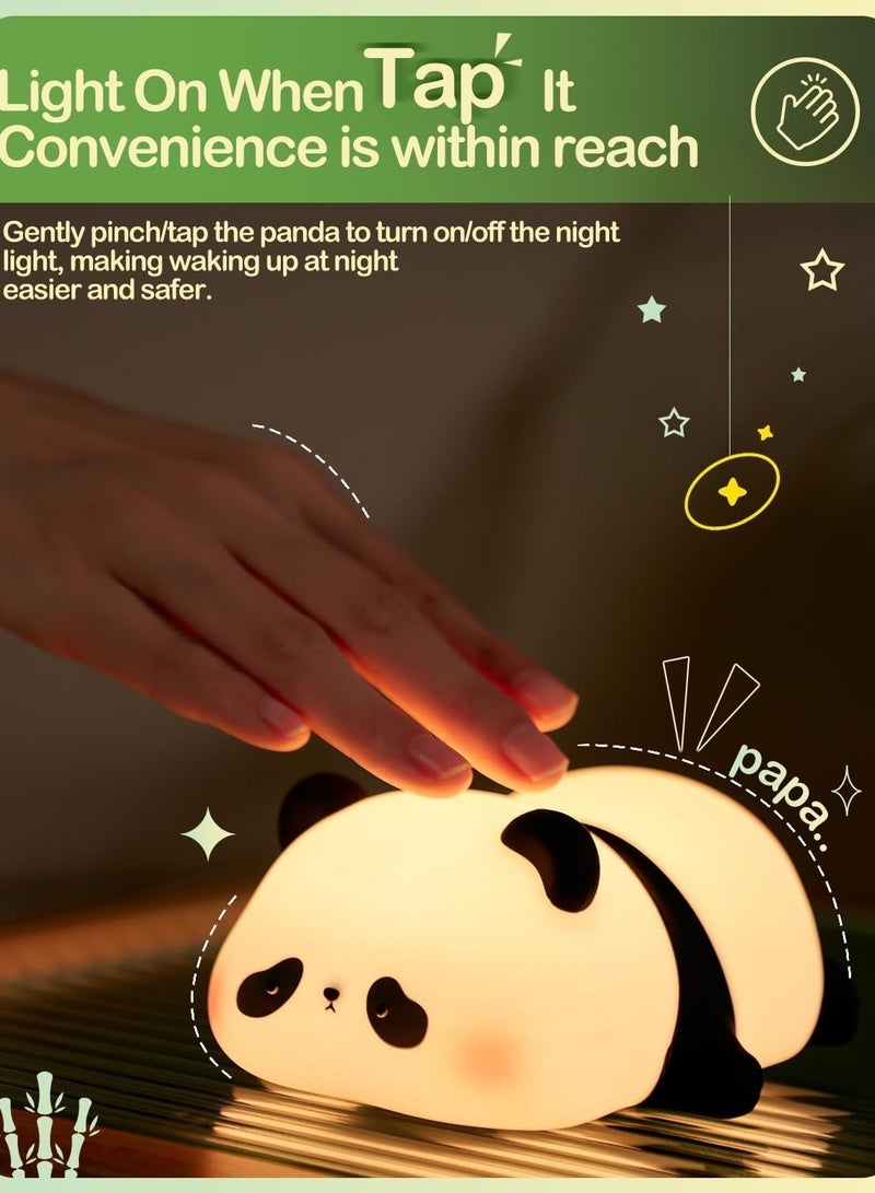 TIGER Cute Panda Night Light, LED Squishy Novelty Animal Night Lamp, Food Grade Silicone 3-Level Dimmable Nursery Nightlight for Desk Decor, Funny Gifts for Boys, Girls, and Babies, White Elephant Gifts - Image 4