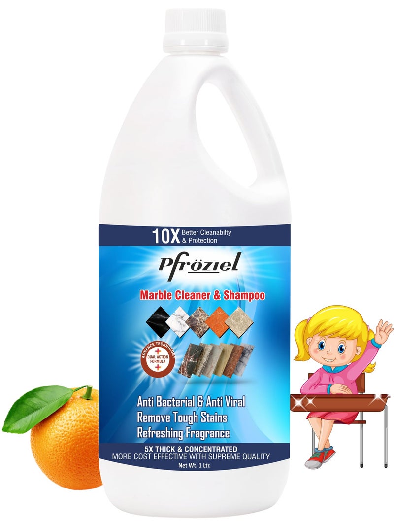 Pfroziel Marble and Granite Floor Cleaner Shampoo | Natural, Plant-Based Ingredients | Removes Anti-Viral, Anti-Bacterial, Biodegradable Safe for Home, Kitchen and Bathroom Floors, 1L (Pack of 1) - Image 1